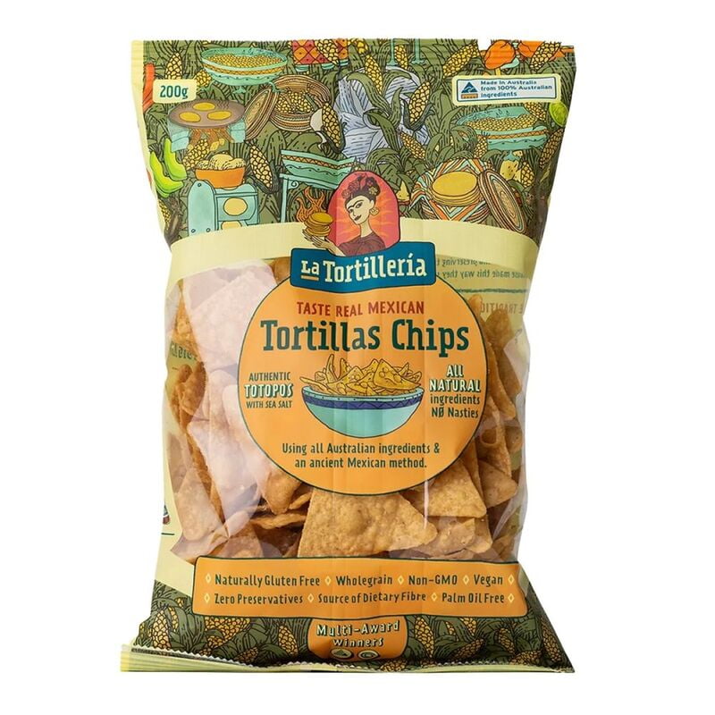 La Tortilleria Totopos Yellow Chips 200g X 8